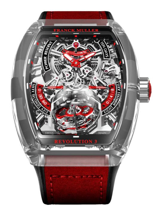 Franck Muller Vanguard Revolution 3 Skeleton Sapphire - Red Replica Watch V50 REV 3 PR SQT ER SAPHIRE